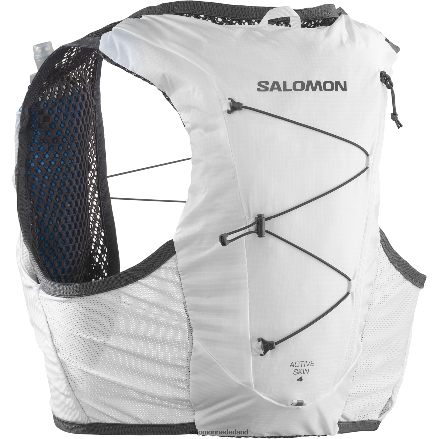 hardloopvest voor heren inclusief flacons - actieve huid 4 wit/ebbenhout NTFJN6333 Salomon