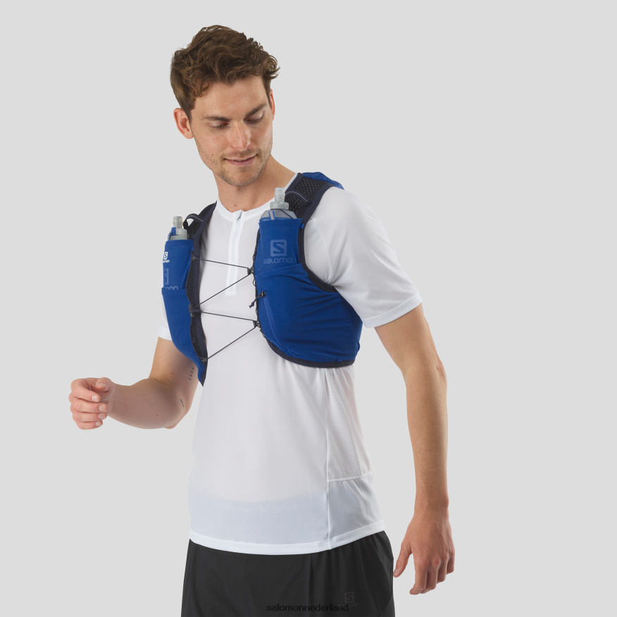 hardloopvest voor heren inclusief flacons - actieve huid 8 nautisch blauw/sfeervol indigo NTFJN6324 Salomon