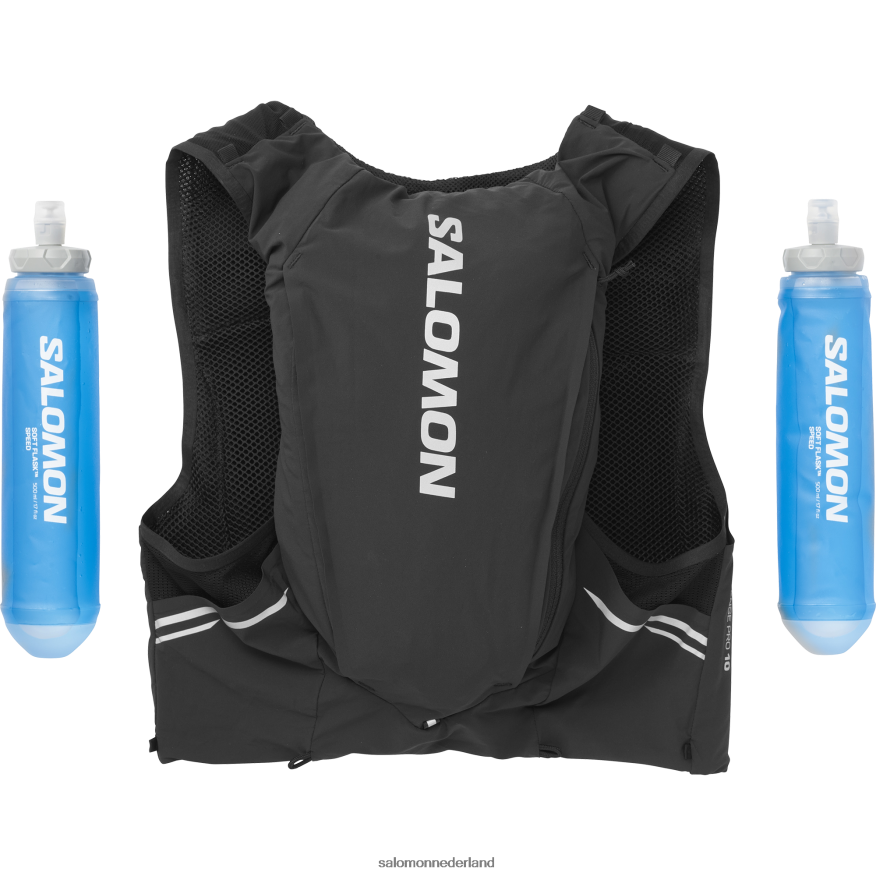 hardloopvest voor heren inclusief flacons - sense pro 10 zwart/ebbenhout NTFJN6341 Salomon