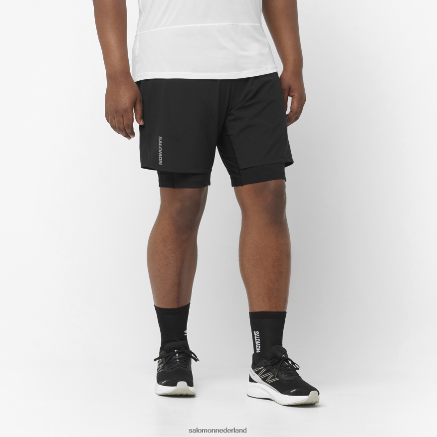 herenshorts - gekruiste twinskin zwart NTFJN6300 Salomon