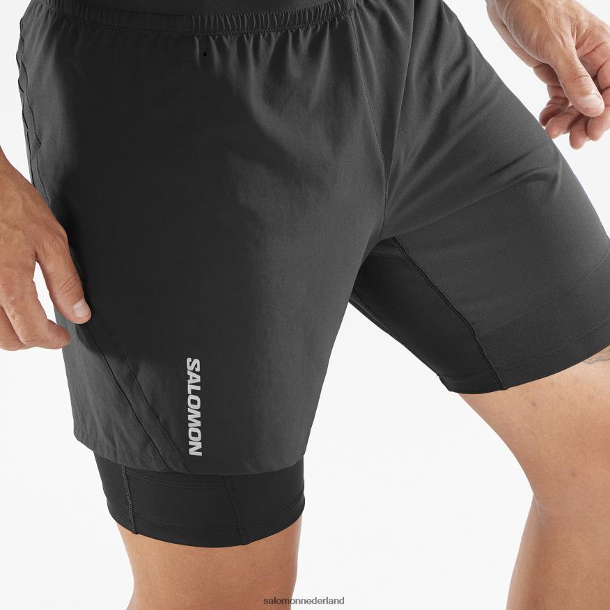 herenshorts - gekruiste twinskin zwart NTFJN6300 Salomon