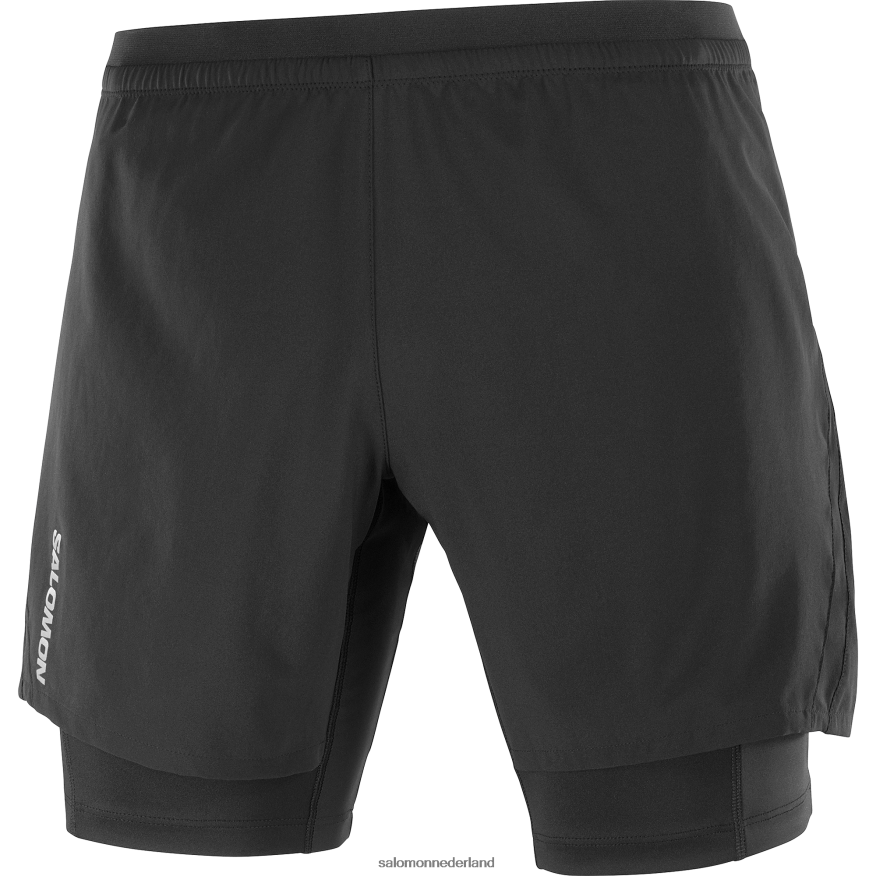 herenshorts - gekruiste twinskin zwart NTFJN6300 Salomon