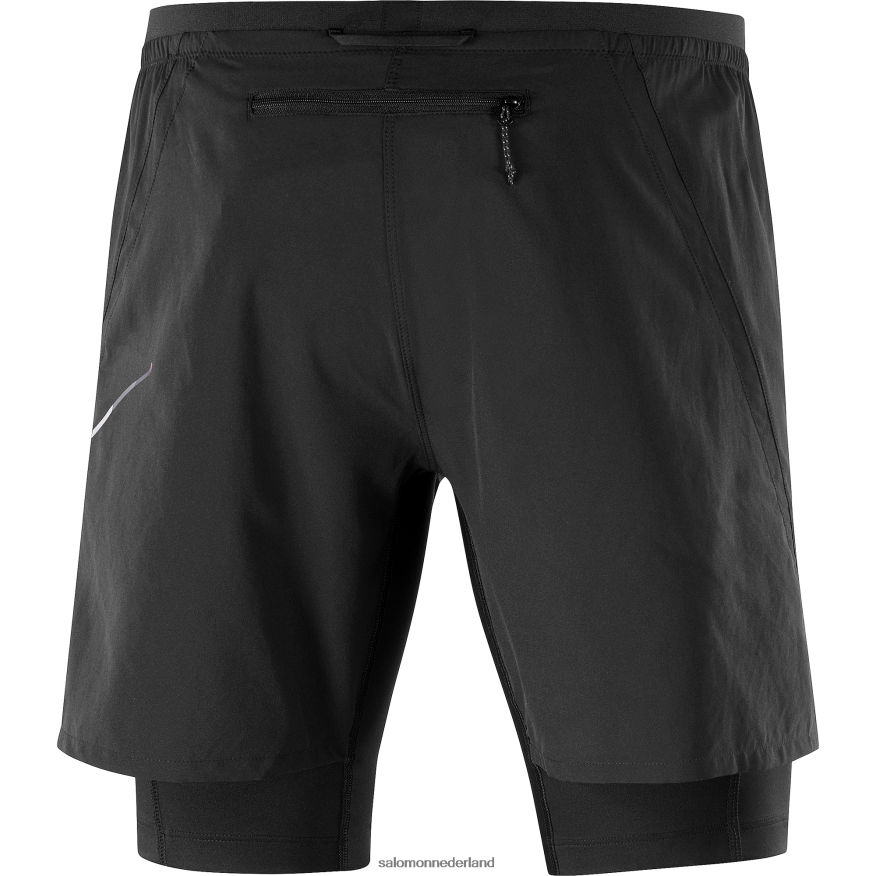 herenshorts - gekruiste twinskin zwart NTFJN6300 Salomon