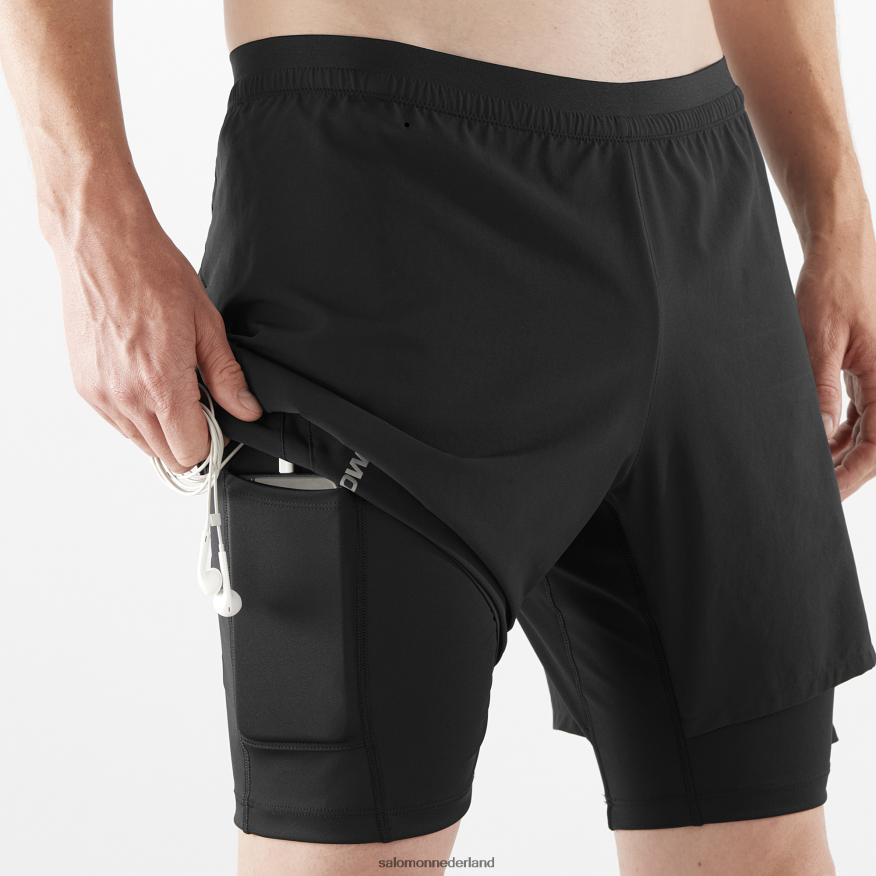 herenshorts - gekruiste twinskin zwart NTFJN6300 Salomon