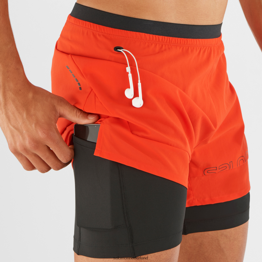 herenshorts - kruis 2in1 vurig rood NTFJN6284 Salomon