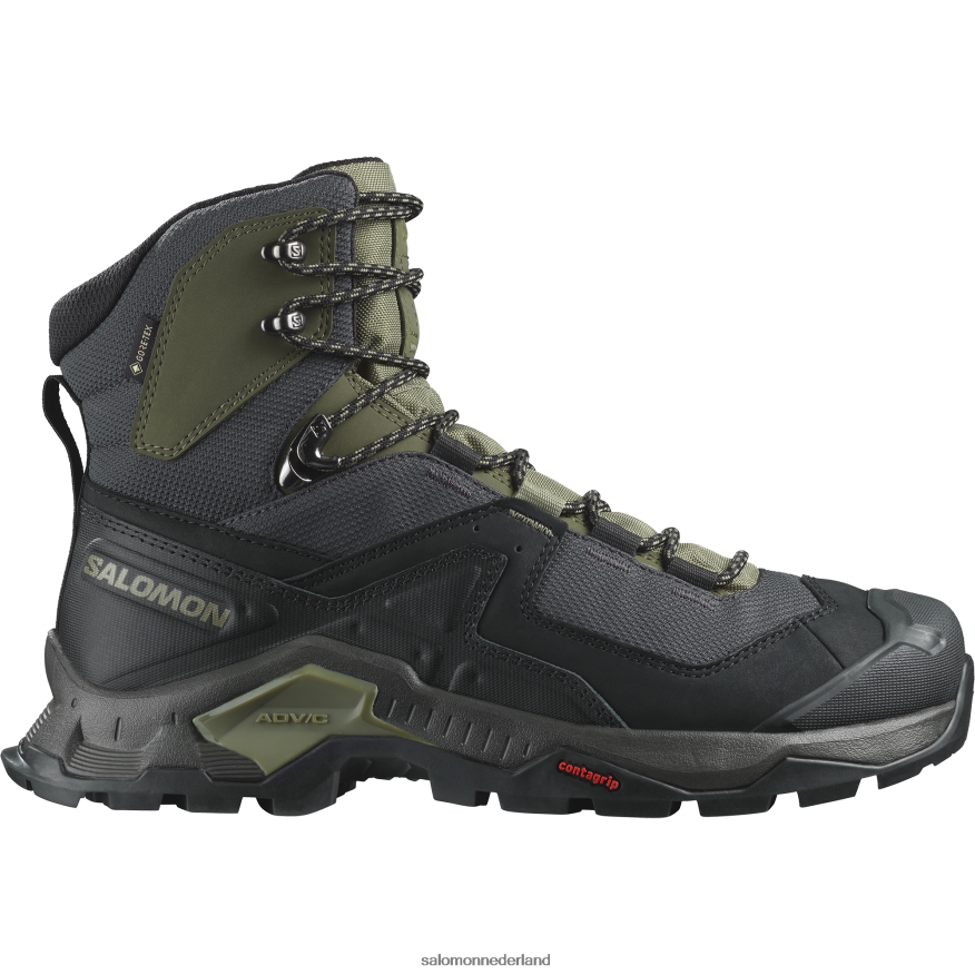 Leren wandelschoenen voor heren - Quest Element Gore-Tex zwart/diep korstmosgroen/olijf nacht NTFJN651 Salomon