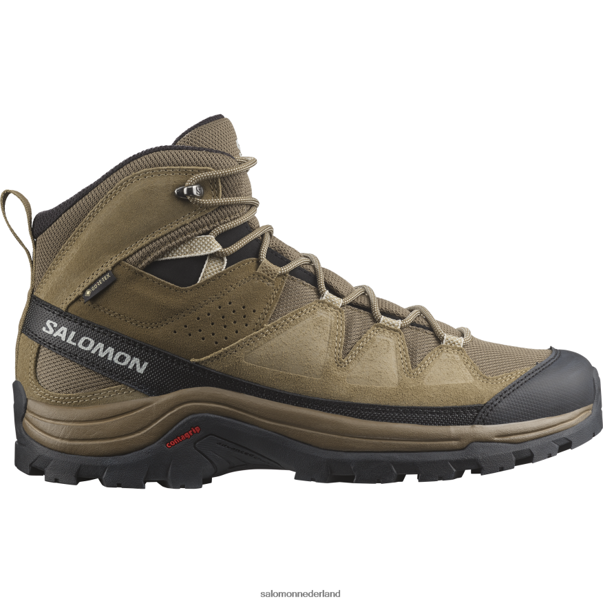 Leren wandelschoenen voor heren - Quest Rove Gore-Tex kangoeroe/kelp/zwart NTFJN652 Salomon