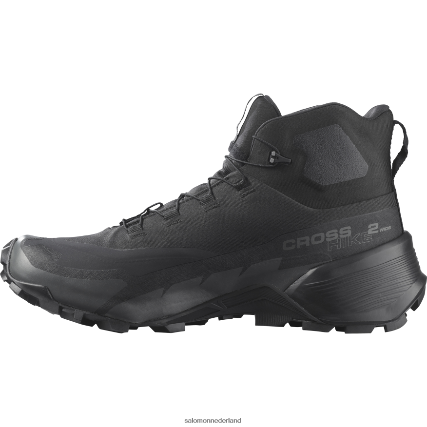 heren wandelschoenen - cross hike 2 mid gore-tex breed zwart/magneet NTFJN619 Salomon