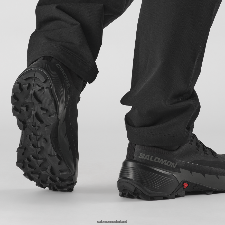 heren wandelschoenen - cross hike 2 mid gore-tex breed zwart/magneet NTFJN619 Salomon