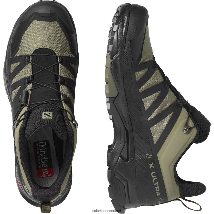 heren wandelschoenen - x ultra 4 gore-tex diep korstmosgroen/zwart/olijf nacht NTFJN616 Salomon