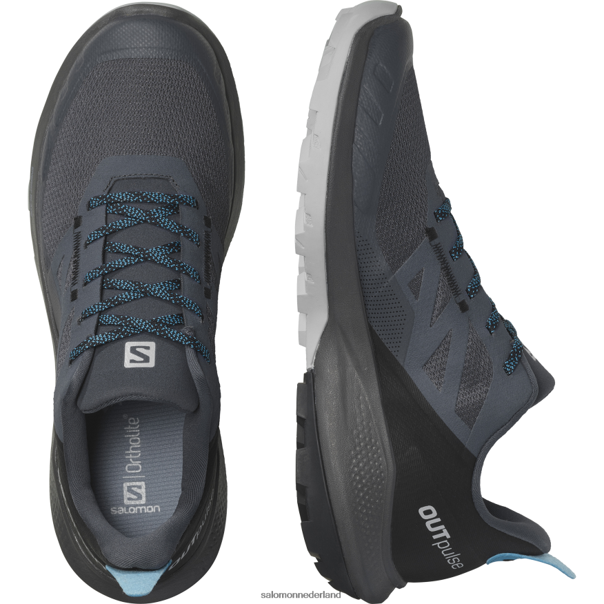 herenwandelschoenen - outpulse ebbenhout/zwart/algiersblauw NTFJN630 Salomon