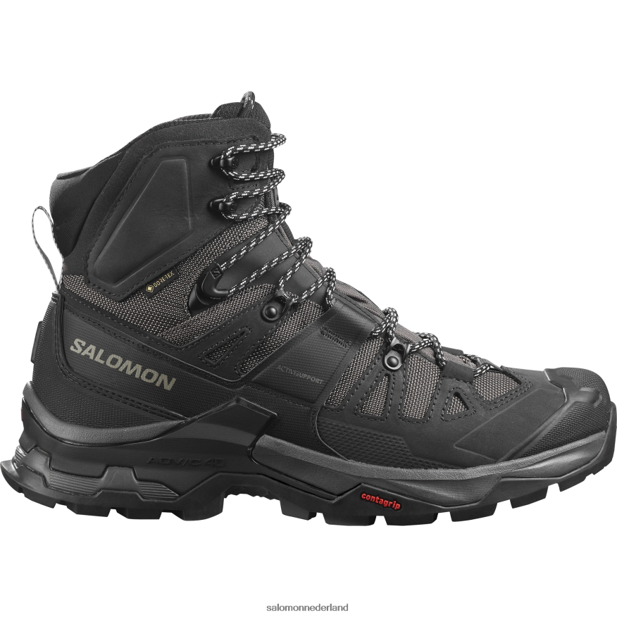 leren heren wandelschoenen - quest 4 gore-tex magneet/zwart/steengroeve NTFJN67 Salomon