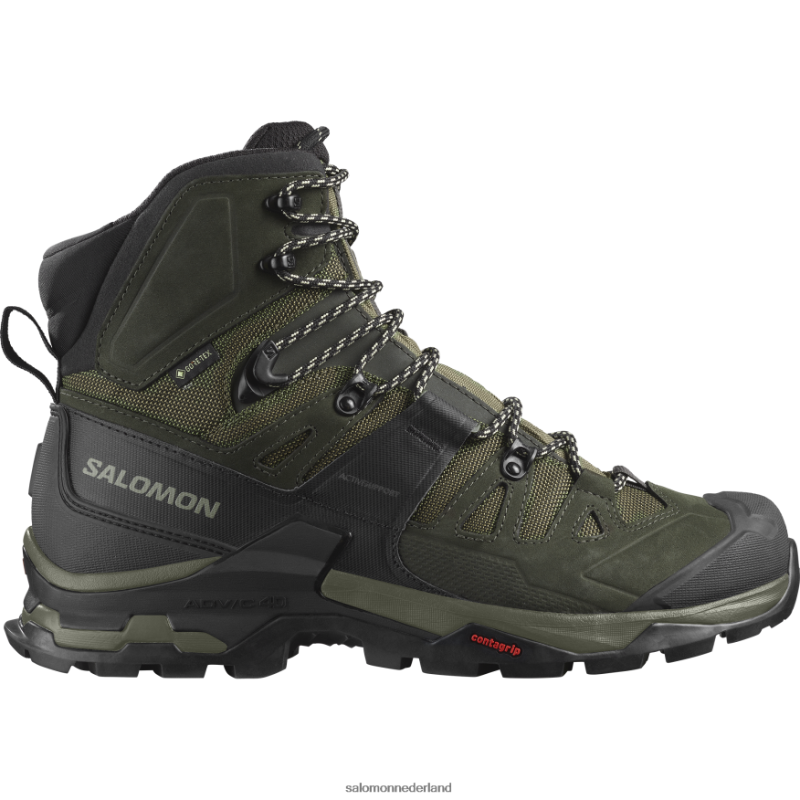 leren heren wandelschoenen - quest 4 gore-tex olijfnacht/turf/safari NTFJN65 Salomon
