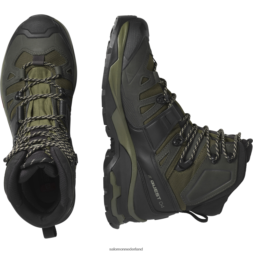 leren heren wandelschoenen - quest 4 gore-tex olijfnacht/turf/safari NTFJN65 Salomon