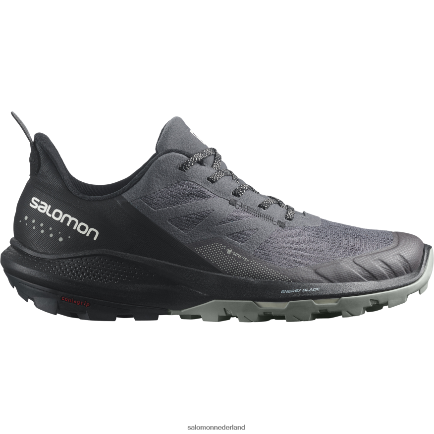 wandelschoenen voor heren - outpulse gore-tex magneet/zwart/smeedijzer NTFJN644 Salomon