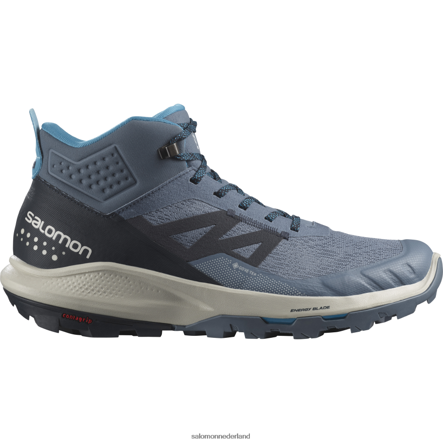wandelschoenen voor heren - outpulse mid gore-tex porseleinblauw/koolstof/maansteen NTFJN632 Salomon