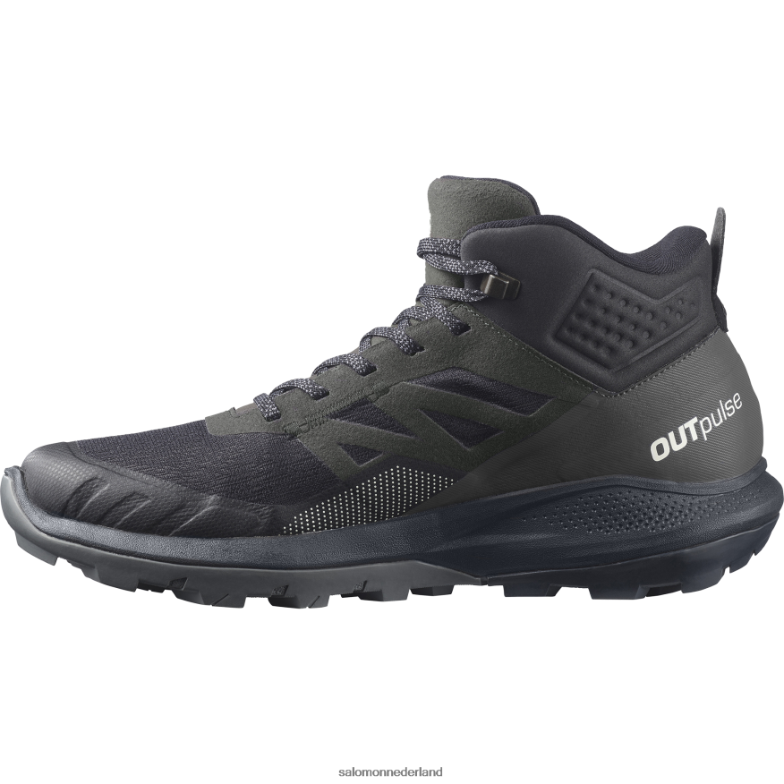 wandelschoenen voor heren - outpulse mid gore-tex zwart/ebbenhout/vanille-ijs NTFJN633 Salomon
