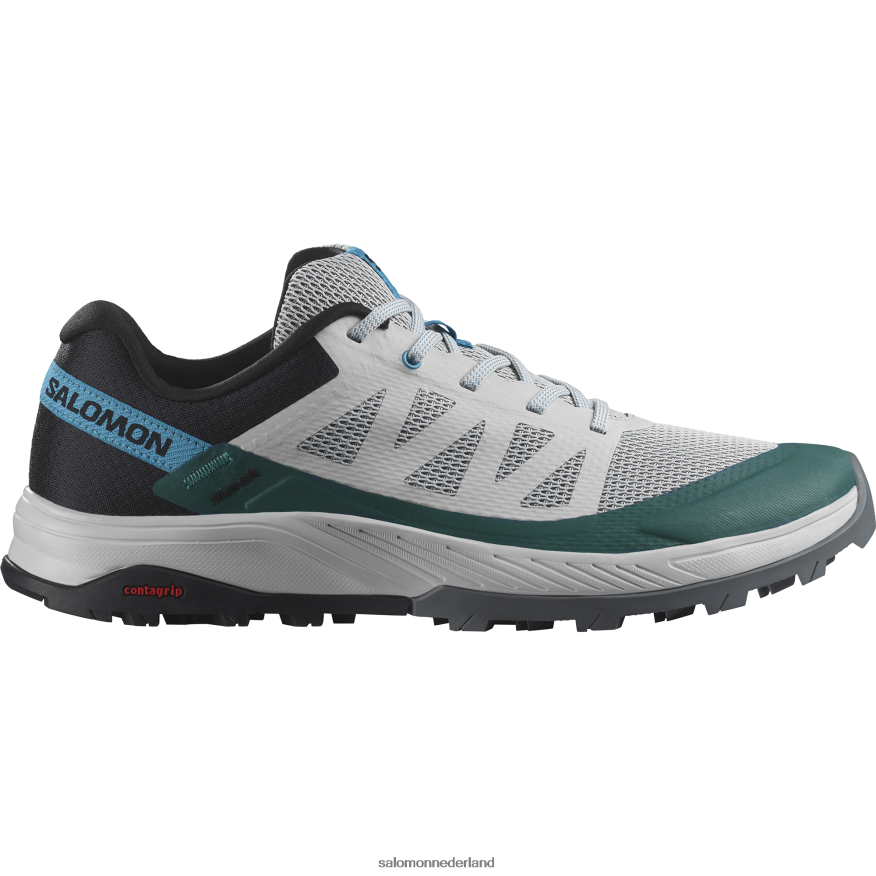 wandelschoenen voor heren - outrise maansteen/zwart/algiersblauw NTFJN623 Salomon