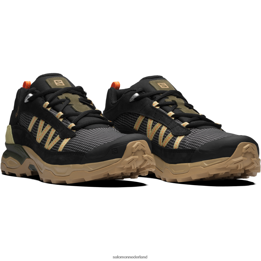 sportschoenen voor heren - shelter laag leer zwart/kelp/preigroen NTFJN6170 Salomon