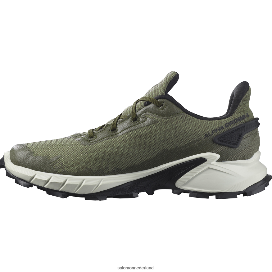 trailrunningschoenen voor heren - alphacross 4 gore-tex diep korstmosgroen/vanille-ijs/olijfnacht NTFJN61476 Salomon