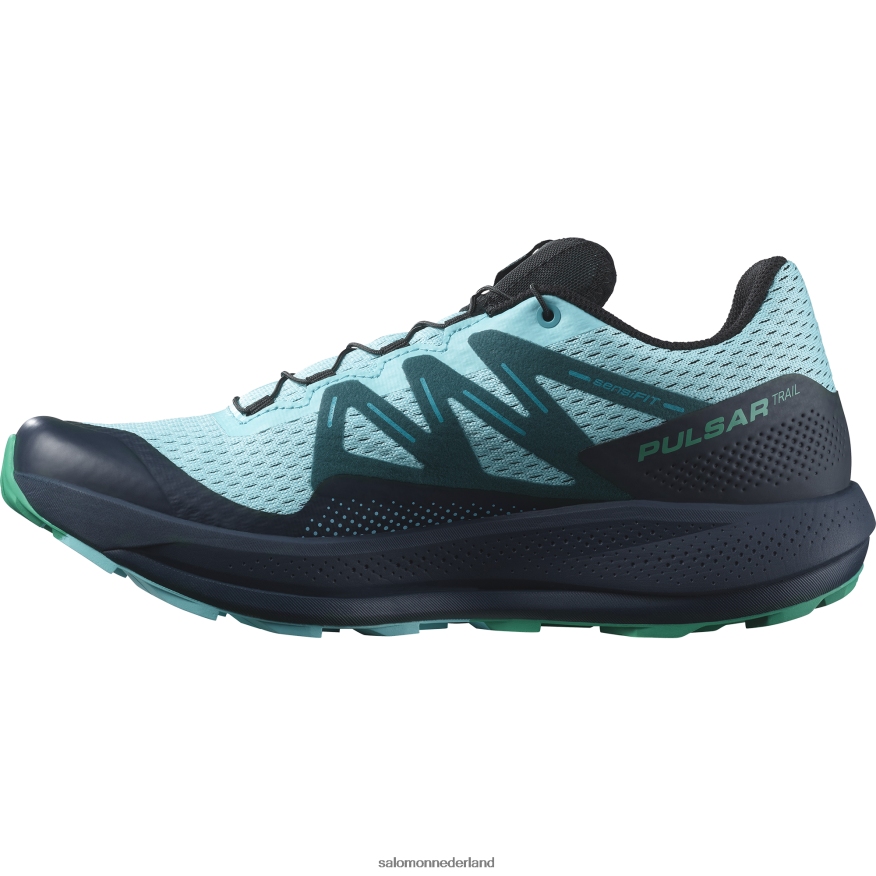 trailrunningschoenen voor heren - pulsar trail blauwe uitstraling/koolstof/smaragd NTFJN61460 Salomon