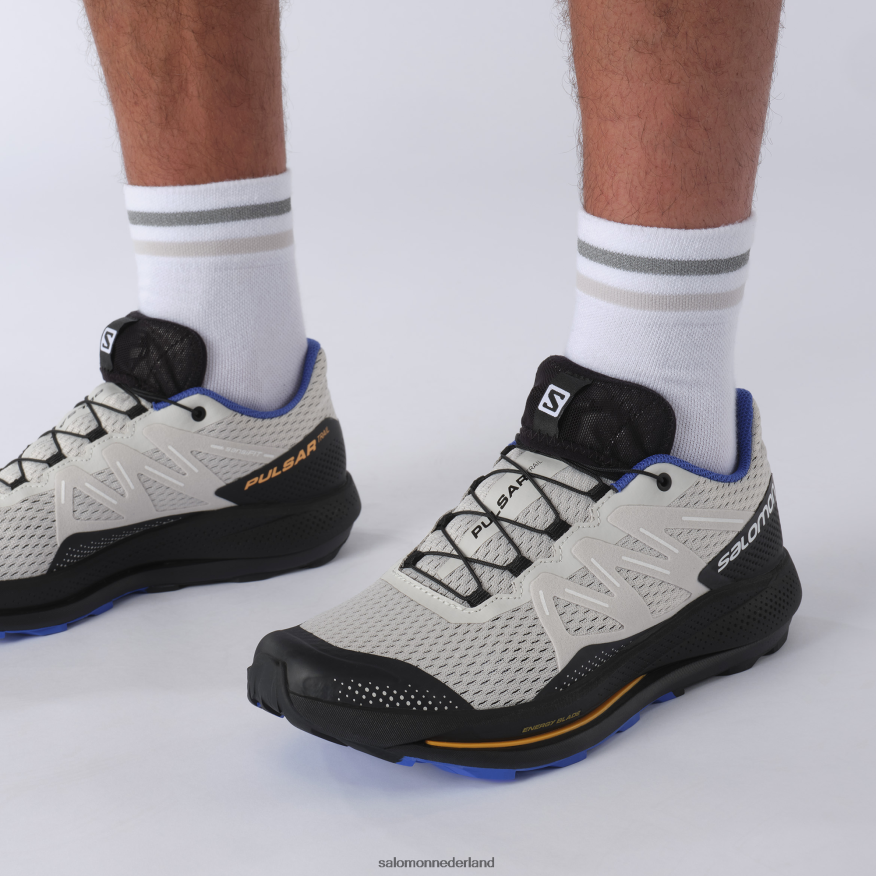 trailrunningschoenen voor heren - pulsar trail maansteen/zwart/oogverblindend blauw NTFJN61461 Salomon