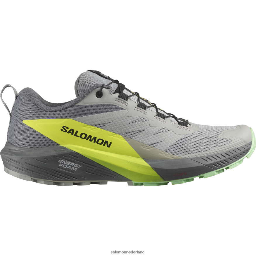 trailrunningschoenen voor heren - sense ride 5 legering/rustige tint/veiligheidsgeel NTFJN61431 Salomon