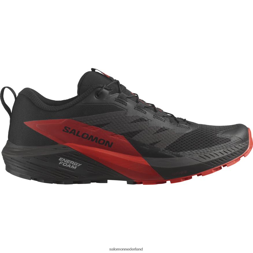 trailrunningschoenen voor heren - sense ride 5 zwart/vurig rood NTFJN61432 Salomon