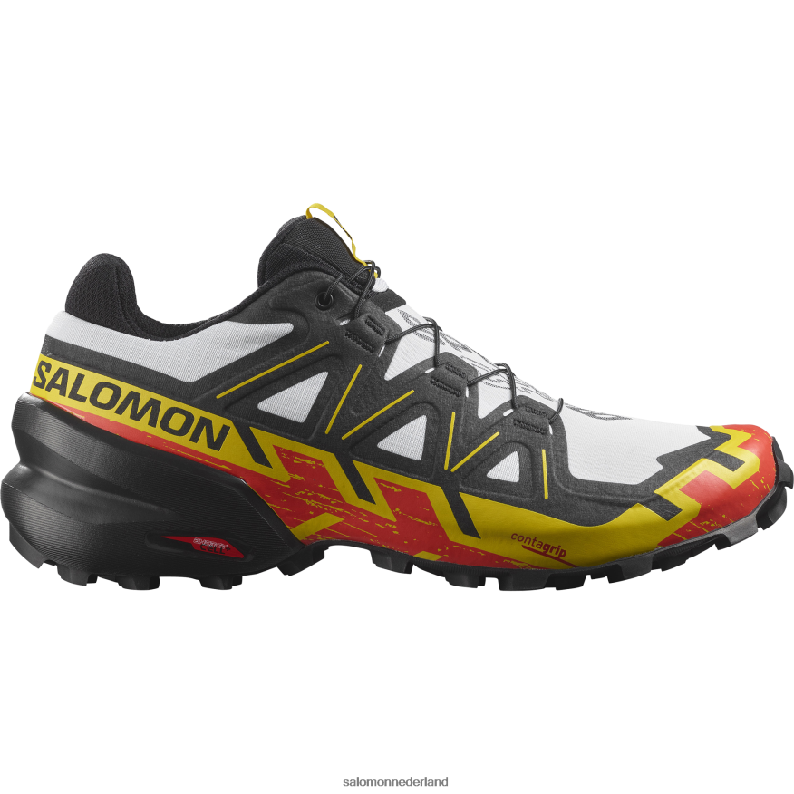 trailrunningschoenen voor heren - speedcross 6 wit/zwart/rijksgeel NTFJN61451 Salomon