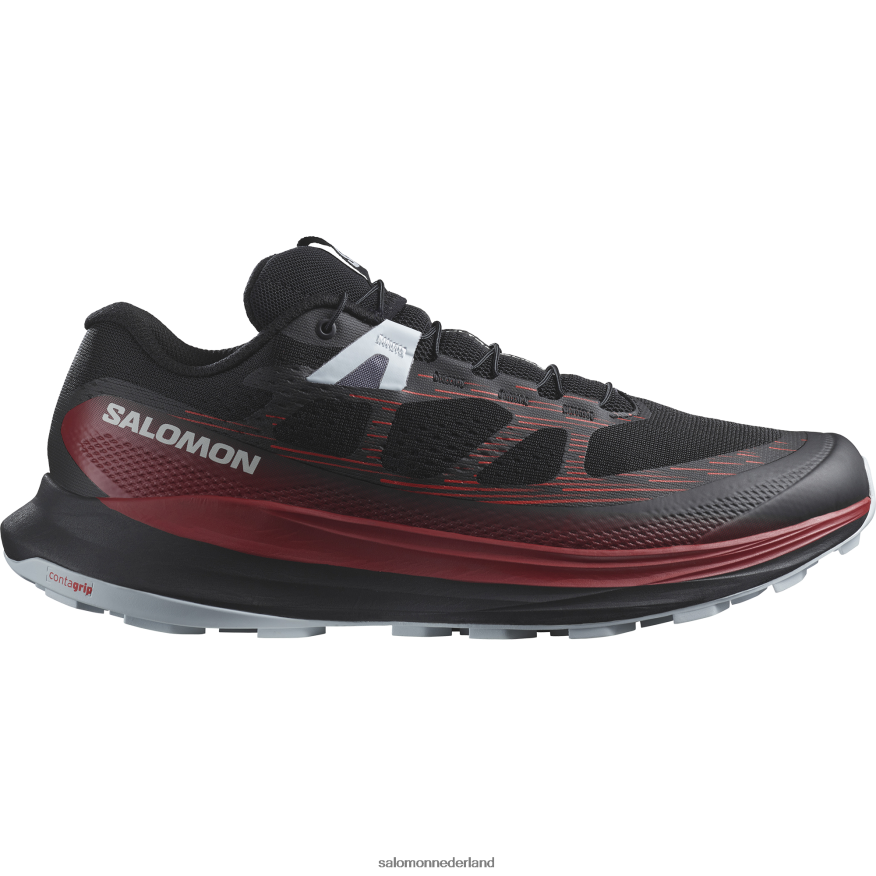 trailrunningschoenen voor heren - ultra glide 2 zwart/fietsrood/parelblauw NTFJN61439 Salomon