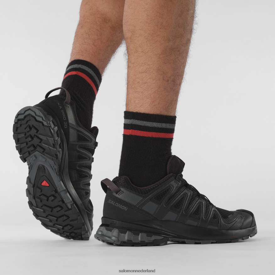 trailrunningschoenen voor heren - xa pro 3d v8 breed zwart/magneet NTFJN61474 Salomon