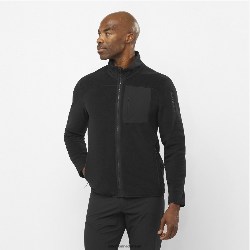 Tussenlaagjas voor heren met volledige ritssluiting - overzicht polartec diep zwart NTFJN6535 Salomon