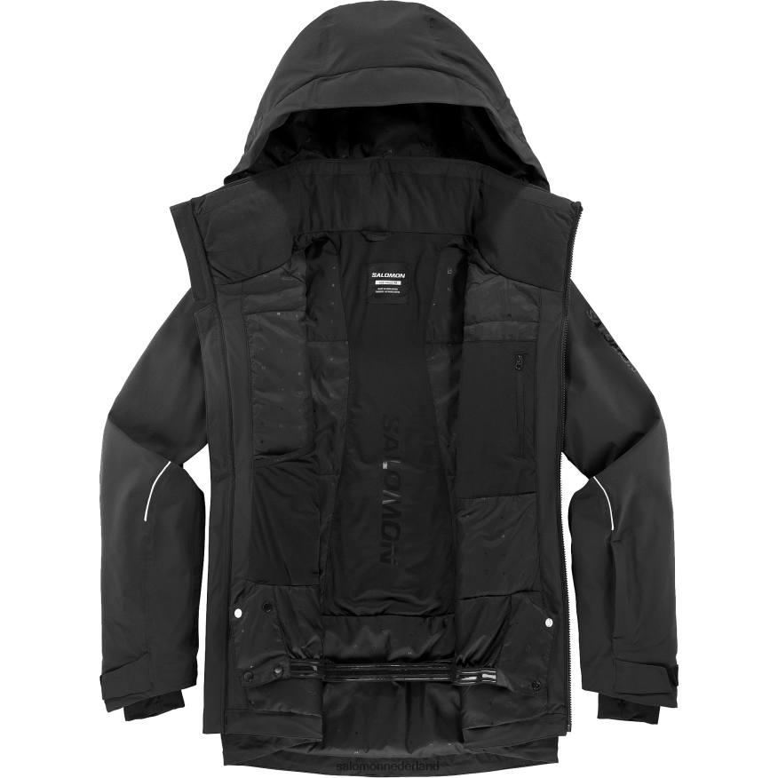 geïsoleerd herenjack met capuchon - briljant diep zwart/wit NTFJN6543 Salomon