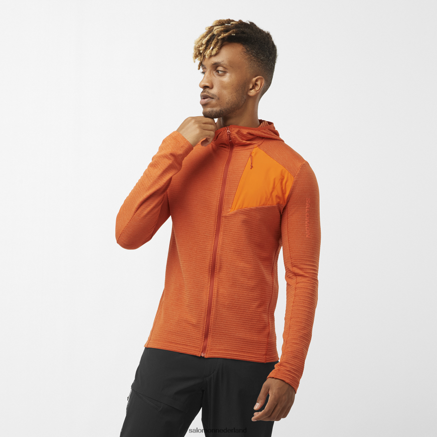 tussenlaagjas voor heren met capuchon - essentieel lichtwarme capuchon gebrande oker/scharlaken ibis NTFJN6545 Salomon