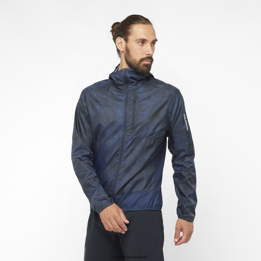 heren windjack met capuchon - bonatti zijwind marineblauw iris/ao/diepzwart NTFJN61093 Salomon