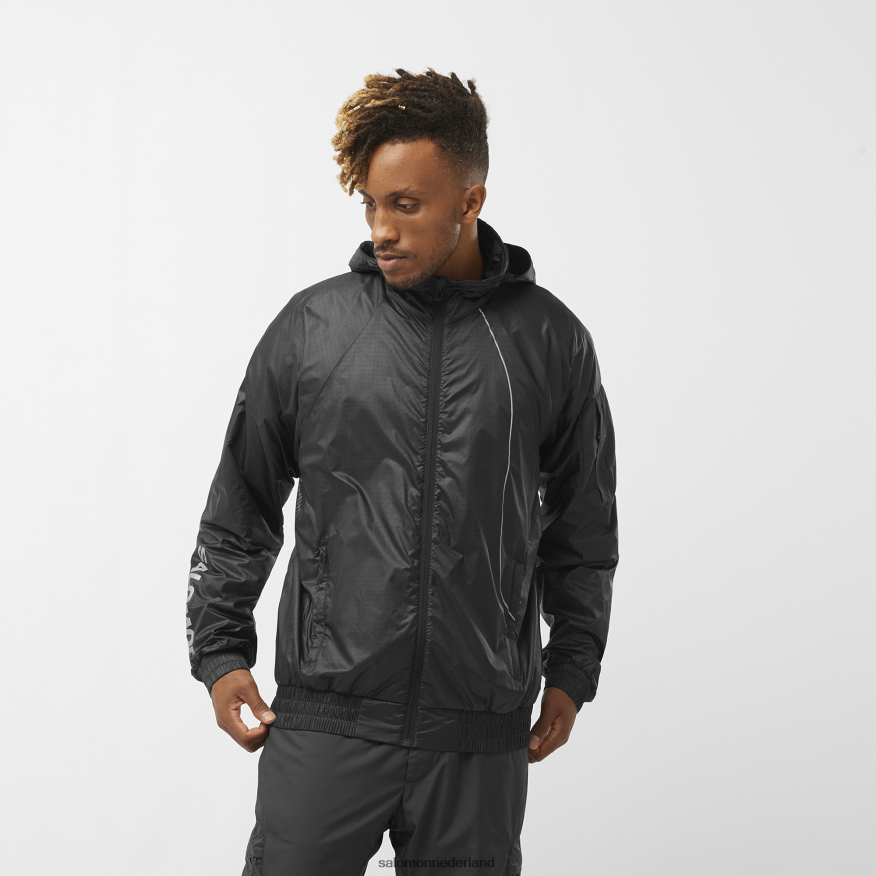 heren windjack met capuchon - equipe diep zwart NTFJN61086 Salomon