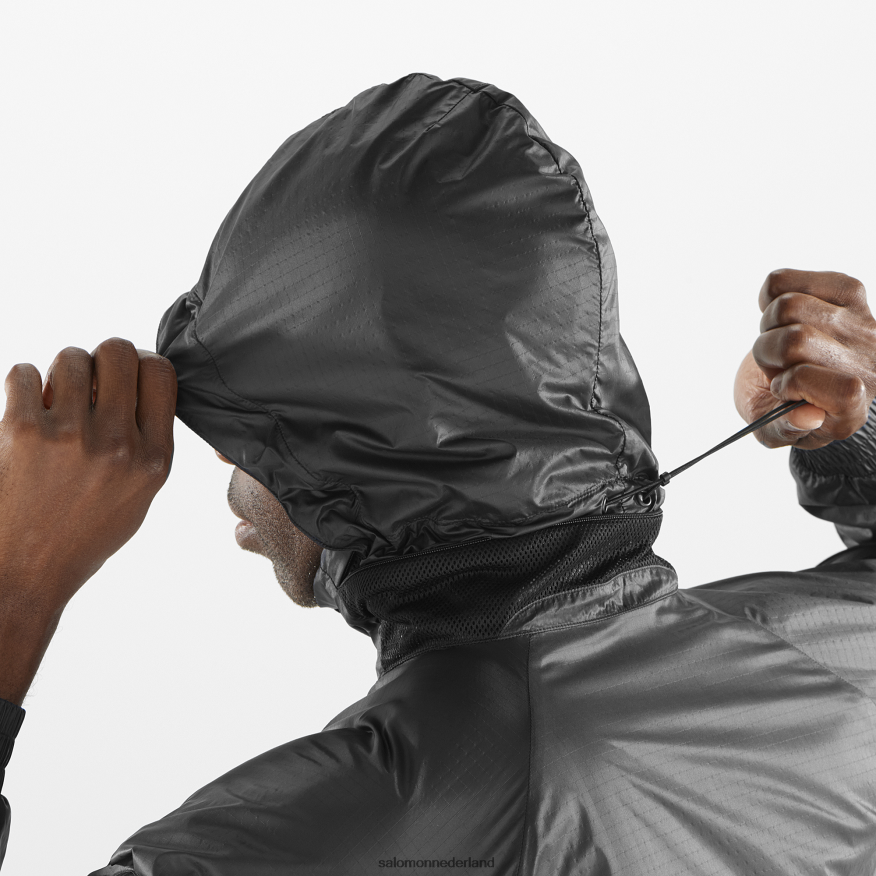 heren windjack met capuchon - equipe diep zwart NTFJN61086 Salomon