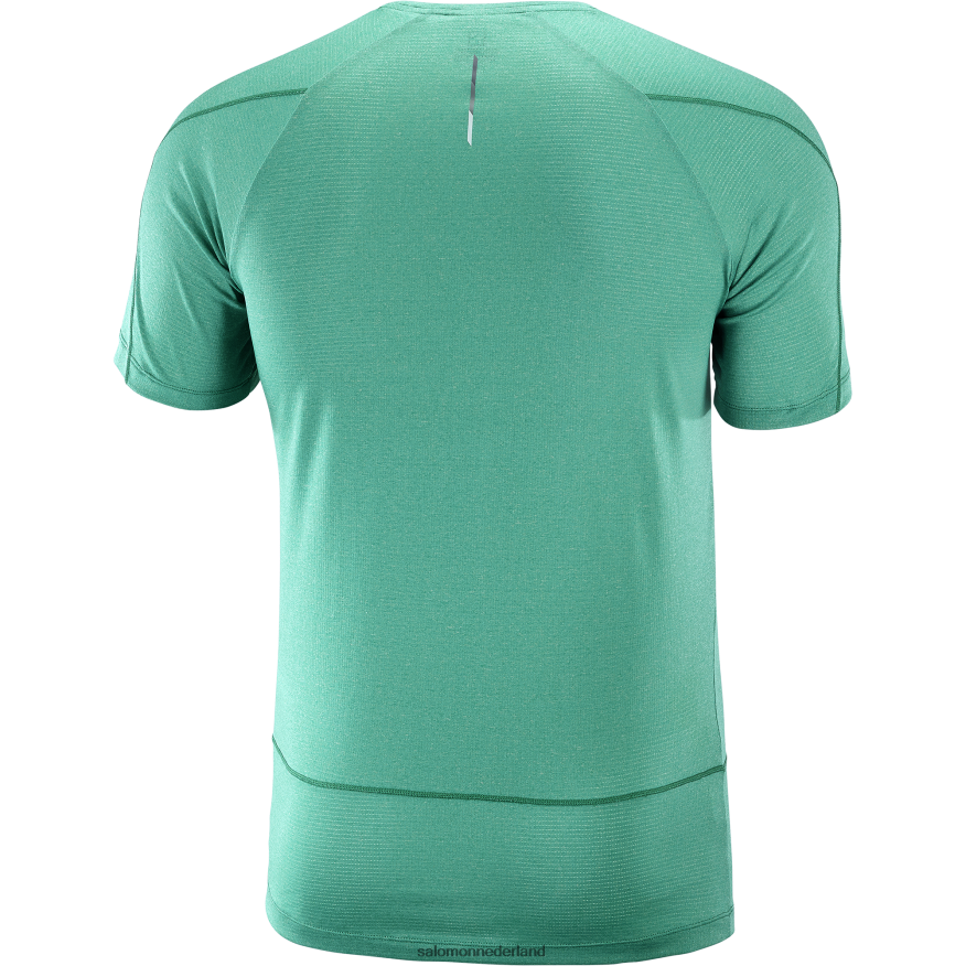 heren t-shirt met korte mouwen - gekruiste run Stille Oceaan/heide NTFJN6241 Salomon