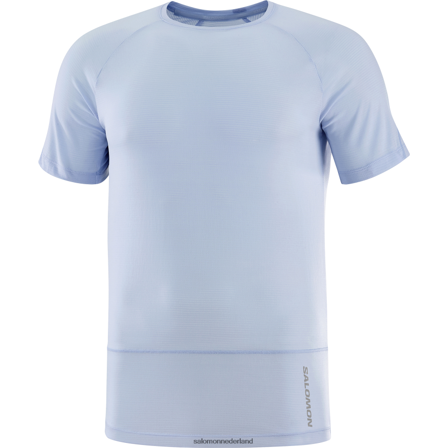 heren t-shirt met korte mouwen - gekruiste run chambray blauw/gemêleerd NTFJN6235 Salomon
