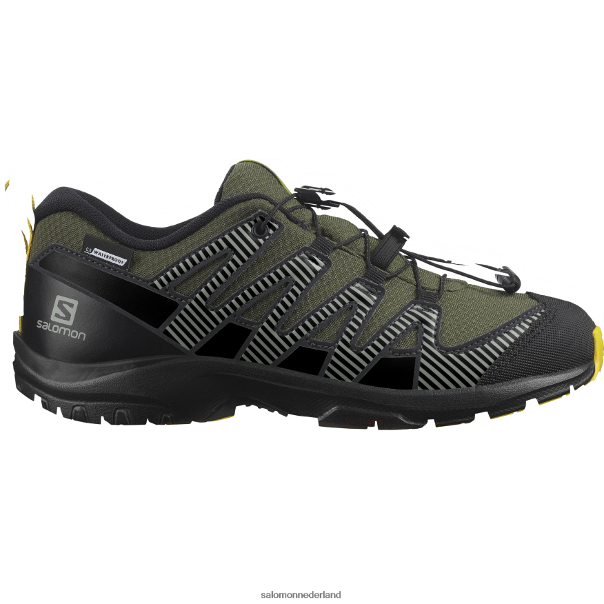 junior - kinderschoenen - xa pro v8 clima waterdicht olijf nacht/zwart/zwavel NTFJN61362 Salomon