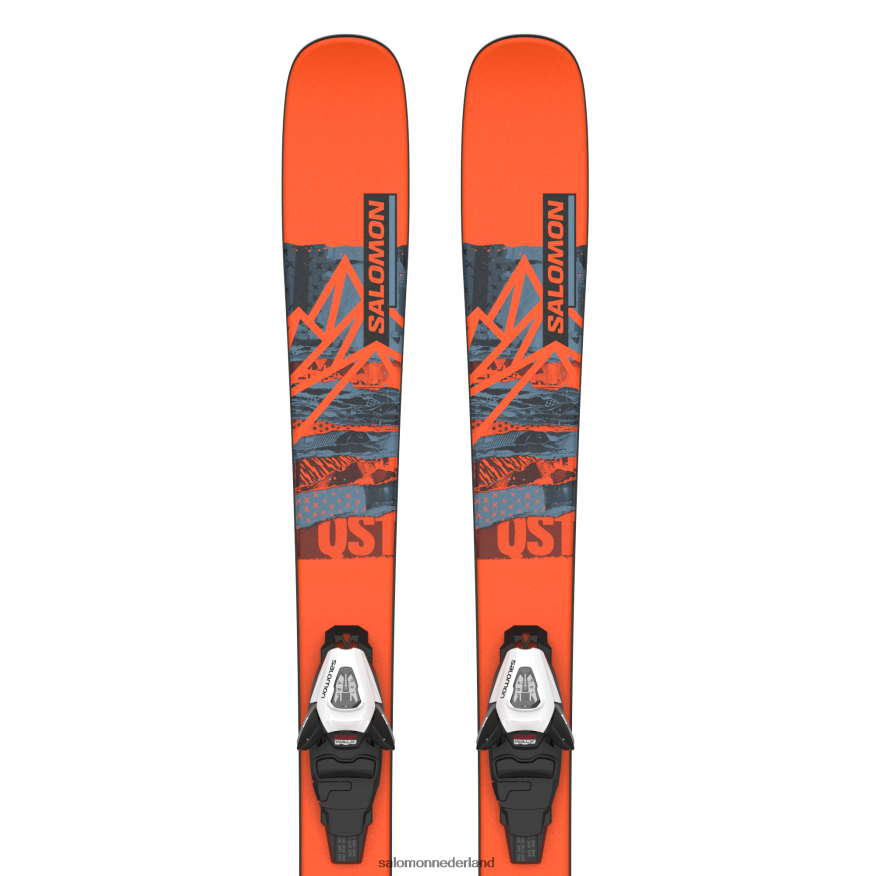 junior - freestyle skipakket voor kinderen - qst spark s (en c5) vlam/kopenblauw/zwart NTFJN61368 Salomon