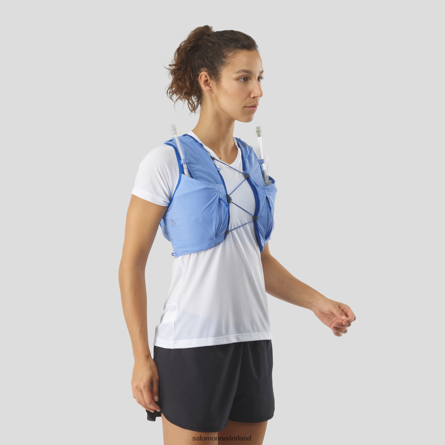 hardloopvest voor dames inclusief flacons - sense pro 10 provence/ebbenhout/nautisch blauw NTFJN6978 Salomon