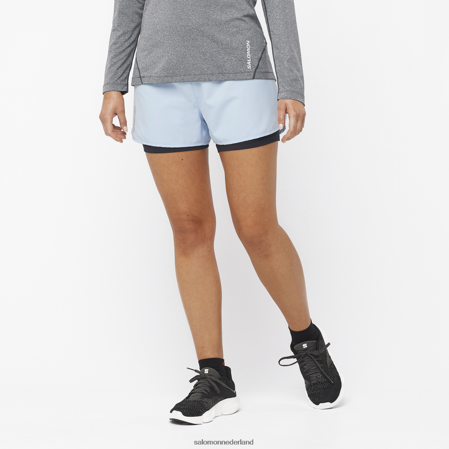 damesshorts - kruis 2in1 chambray blauw NTFJN6953 Salomon