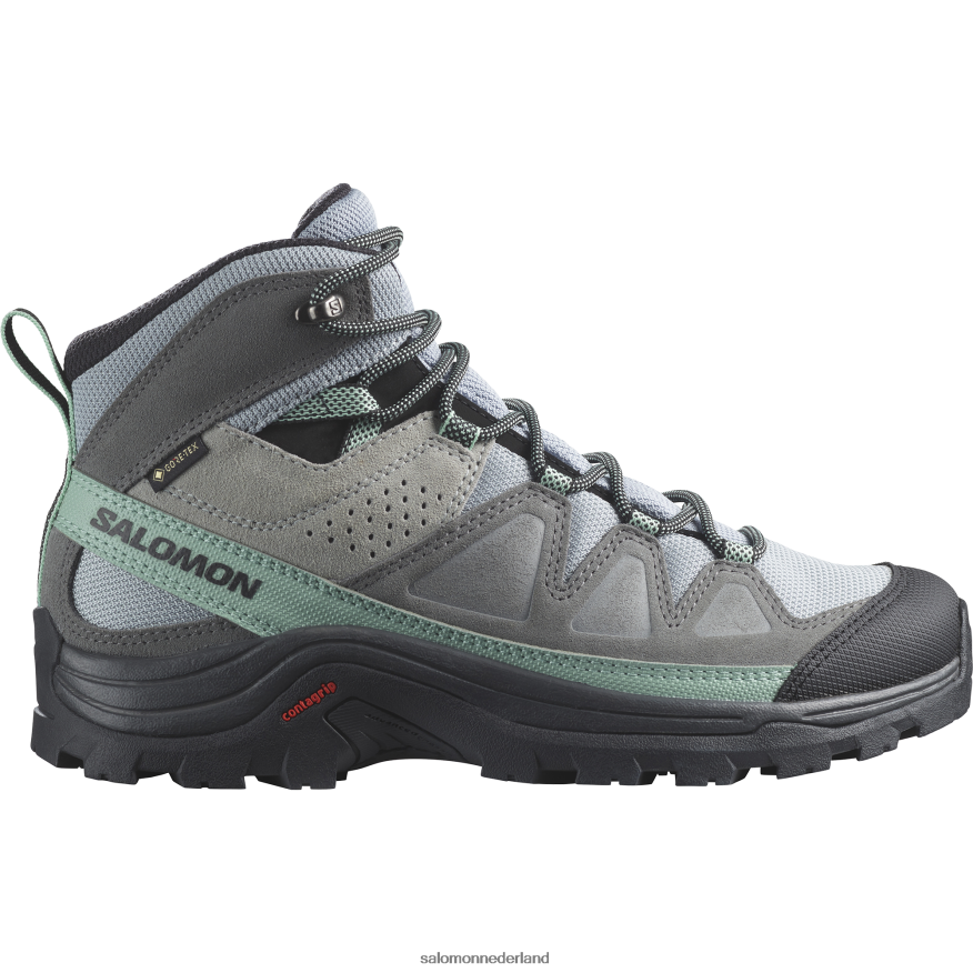 Leren wandelschoenen voor dames - Quest Rove Gore-Tex steengroeve/rustige schaduw/zwart NTFJN61143 Salomon