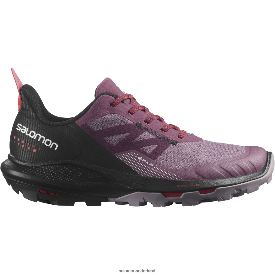 dameswandelschoenen - outpulse gore-tex tulpenhout/zwart/poppy rood NTFJN61122 Salomon