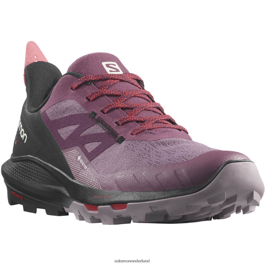 dameswandelschoenen - outpulse gore-tex tulpenhout/zwart/poppy rood NTFJN61122 Salomon