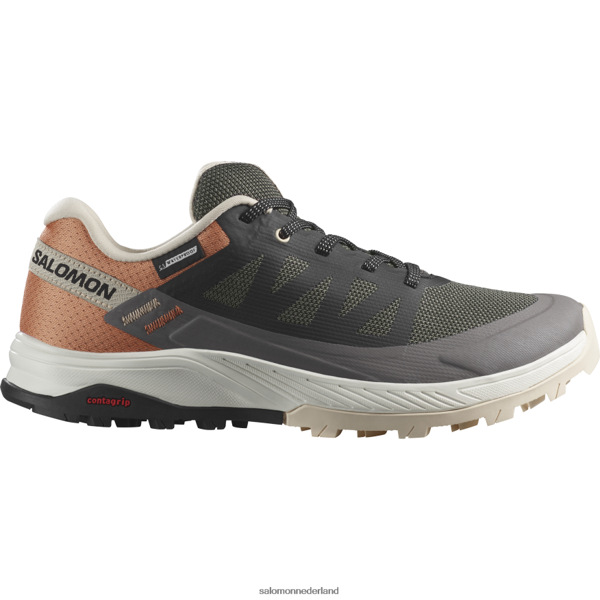 dameswandelschoenen - outrise clima waterproof magneet/zwart/koraalgoud NTFJN61144 Salomon