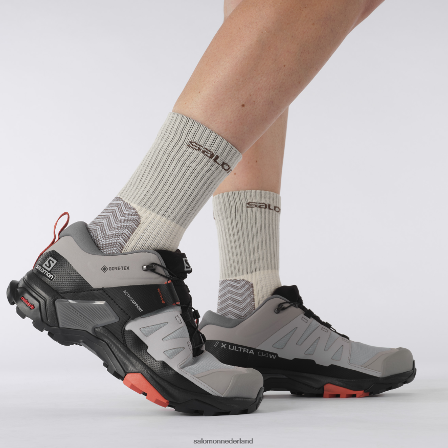 dameswandelschoenen - x ultra 4 brede gore-tex legering/rustige schaduw/gebrande sienna NTFJN6739 Salomon