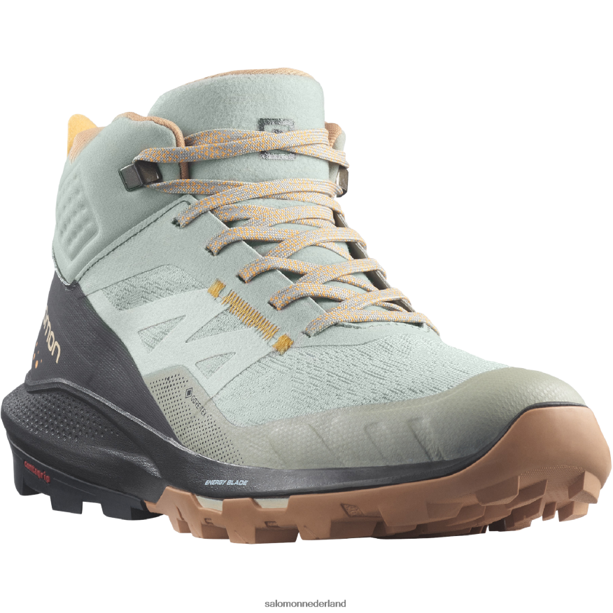wandelschoenen voor dames - outpulse mid gore-tex smeedijzer/ebbenhout/vlammend oranje NTFJN61115 Salomon