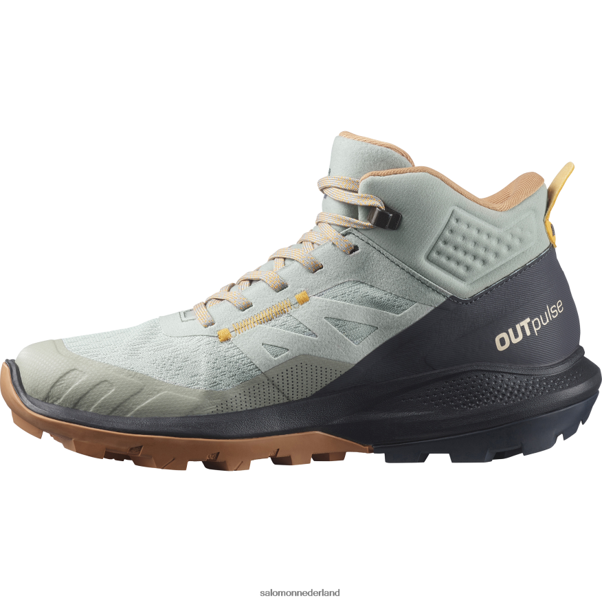 wandelschoenen voor dames - outpulse mid gore-tex smeedijzer/ebbenhout/vlammend oranje NTFJN61115 Salomon